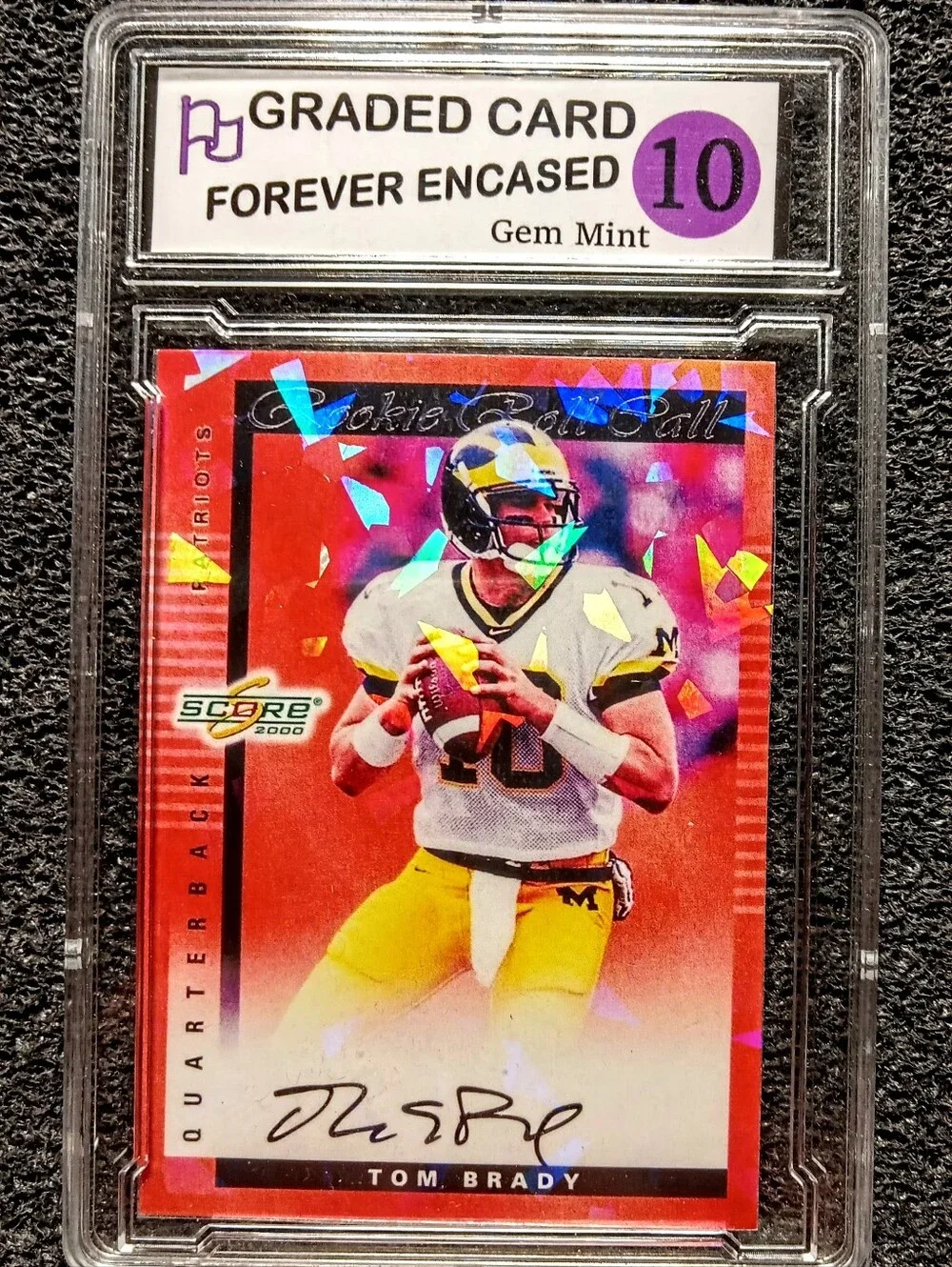 Tom Brady Michigain Wolverines Cracked Ice Autograph Football Rookie Card